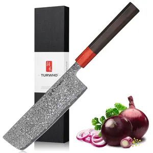 Couteau de chef japonais Nakiri en acier Damas VG10 avec manche en bois de santal