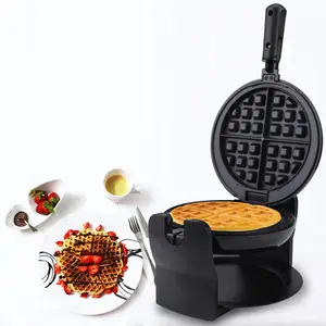 XJ GROUP 22878 Mini máquina de waffles elétrica rotativa para uso doméstico, máquina de waffles antiaderente, ferro de waffles belga 1000 220