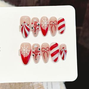 Original [Christmas Sugar Rhyme] Bonbons de Noël rouges <span class=keywords><strong>et</strong></span> blancs en forme de canne, flocon de neige, nœud, ambiance festive, couverture complète pour les doigts, super fins - Product Image 2