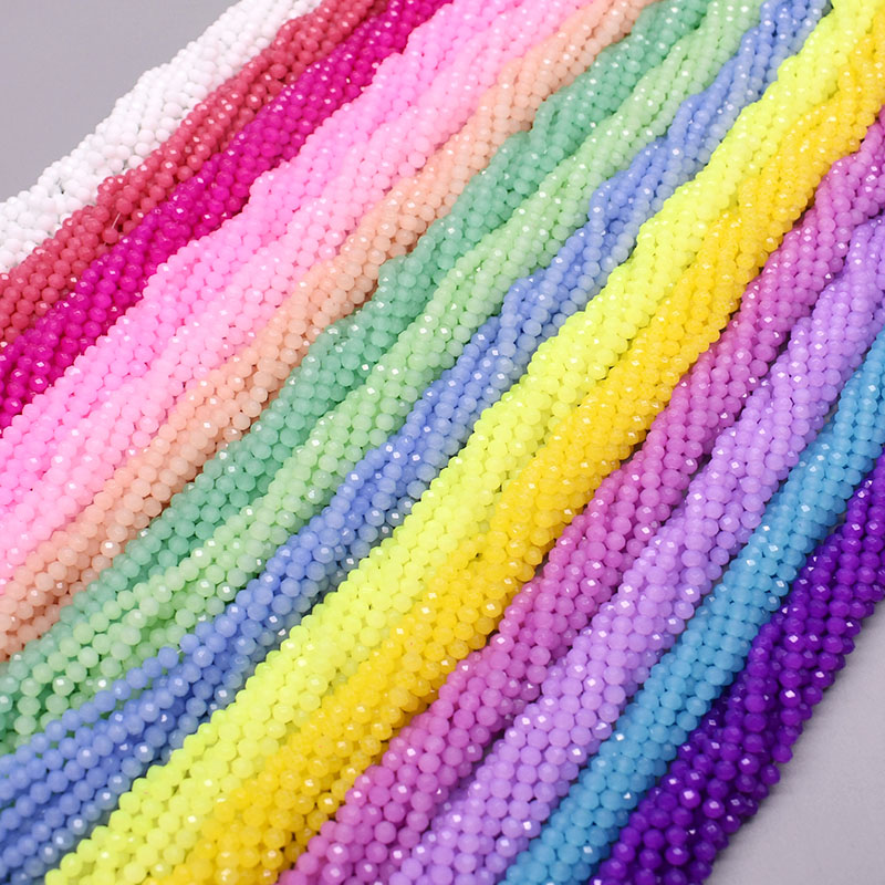 Baking Color New 2 3 4mm Jelly Color Crystal Glass Beads Faceted Seed Loose Spacer Beads for Jewelry Making DIY Necklace