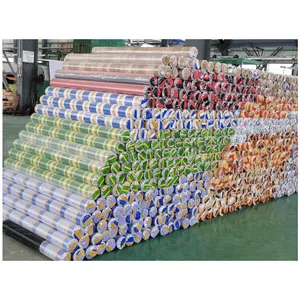 Waterproof Alas Meja table cloth PVC Striped Tarpaulin Roll with transparent packing