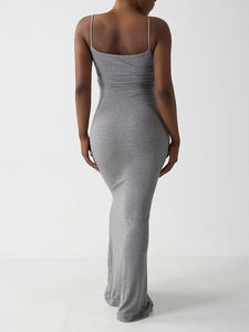 Tinta unita e tinta unita da donna aderenti abiti lunghi <span class=keywords><strong>Sexy</strong></span> eleganti <span class=keywords><strong>abbigliamento</strong></span> donna un pezzo <span class=keywords><strong>Casual</strong></span> abito lungo vestiti da donna - Product Image 4