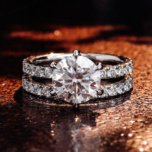 Bague de fiançailles et alliance en or véritable 14K 18K avec moissanite 3 carats, bague éternité en diamant, bijoux fins personnalisés pour femmes - Product Image 2