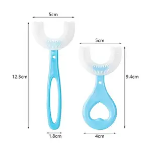 Cepillo de dientes en forma de U para niños y bebés, cepillo de dientes de silicona suave de grado alimenticio, limpieza de la boca completa, diseño bonito