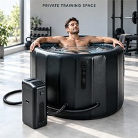 Baignoire à glace noire personnalisable avec refroidisseur intégré, rebord large, double ouverture frontale et options de logo ou de couleur