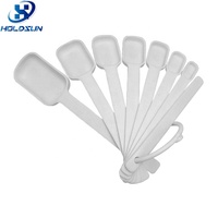 Ensemble de 8 cuillères doseuses en plastique empilables de petite taille, couleur blanc pur, qualité alimentaire, avec niveleur, pour la cuisine et la pâtisserie à domicile