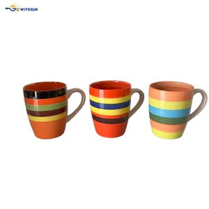 Taza de Café de Porcelana y Cerámica al Por Mayor a Precio de Fábrica, Diseño de Rayas de Caramelo Multicolor, Apta para Lavavajillas y <span class=keywords><strong>Microondas</strong></span> - Product Image 5