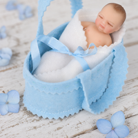 4 Zoll Silikon Reborn Babypuppe Schlafendes Pucktuch Blaue Tragetasche Satin-Schleife Neugeborenen-Puppe für Rollenspiele
