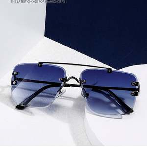 Gafas de Sol Personalizadas con Logotipo, Moda 2025, Retro, Metal Dorado, Montura Grande, UV400, Cuadradas, Sin Montura, para Hombre y Mujer - Product Image 4