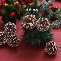Cônes de pin naturels à bout de neige avec fil vert, 5 pouces, 20 pièces, pour décoration d'arbre de noël