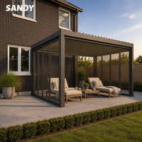 Pergola en métal robuste 10x6m 5x6m, gazebo extérieur en aluminium avec mur pour télévision