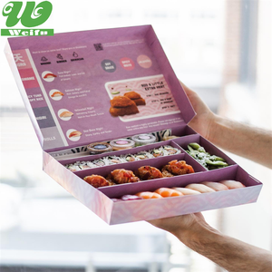 Custom Logo Black Foldable Food Grade Large Paper Sushi Takeaway Box