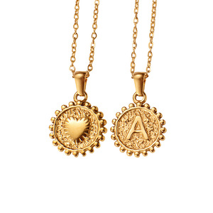 Collar de acero inoxidable chapado en oro de 18k con colgante de letra A-Z, regalo unisex, joyería de moda. - Product Image 4