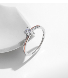 S925 Sterling Silver Two Tone Rose Gold Plated Main Stone Pave <b>Ring</b> 2026 Luxury Proposal Gift Versatile Women <b>Thin</b> Finger <b>Ring</b> - Product Image 4