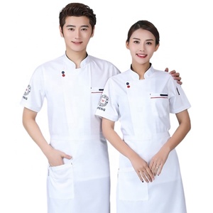 Nuevo patrón Chef abrigo para restaurante negro verano manga corta hombres Bar uniforme - Product Image 3