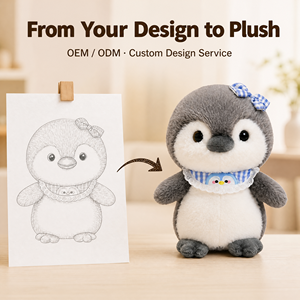 Peluche de Pingüino Personalizado, Juguete de Peluche con Babero Desmontable, Muñeco Suave <span class=keywords><strong>para</strong></span> Bebés, Venta al por Mayor, OEM, ODM, MOQ Bajo, Regalo de Fábrica - Product Image 1
