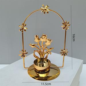 Ready to Ship Luxury Gold Leaf Iron <b>Candle</b> Holder Home Decor Metal <b>Wedding</b> Decoration Metal Christmas <b>Candle</b> Holders - Product Image 6