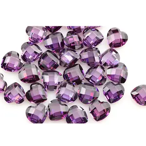 China Supplier Wholesale Purple Color cz Gemstone Heart Shape 3x3mm-8X8mm Synthetic Cubic Zircon for Ring