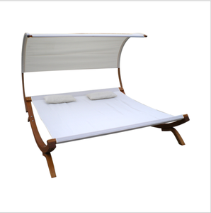 Chaise longue en bois avec parasol pour la plage, le jardin, l'hôtel, la piscine, chaise longue de repos, chaise longue d'extérieur - Product Image 3