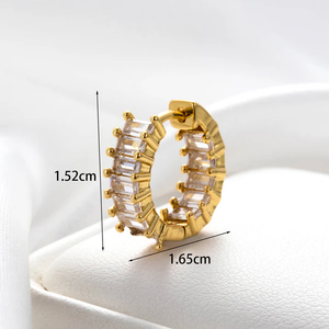 ต่างหูทรงห่วงรูปส่วนโค้ง ดีไซน์ปลาวาฬ ประดับเพชร สำหรับผู้หญิงและเด็กผู้หญิง ชุบทองบนเงินแท้ - Product Image 4