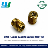 Inserts filetés en laiton à bride, hélicoïdaux, moletés, pour injection plastique CNC de précision, sur mesure OEM
