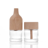 Bouteille en verre de parfum transparent personnalisé de 30ml 50ml avec couvercle en bois ensemble de diffuseur de roseaux vide en spirale durable vente en gros