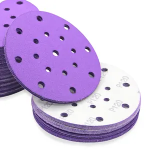 Proveedor de China, papel de lija redondo, disco de lijado abrasivo púrpura, disco de lija para Metal