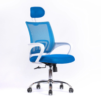 Meubles de Chine Foshan Chaises de bureau à domicile ergonomiques à dossier haut Base en nylon Chaise de bureau d'ordinateur de direction bleue