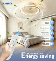 Ventilateur de plafond intelligent moderne avec télécommande LED en plastique, 7 pales, moteur DC, 6 vitesses, intensité variable, pour chambre à coucher, de haute qualité, fabriqué en usine OEM