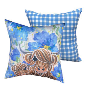 Grosir sarung bantal Sofa lempar, sarung bantal Sofa kamar tidur pola kustom Vintage biru sapi Dekorasi Rumah - Product Image 3