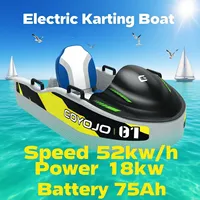 Karting Électrique Nautique pour Adulte 52 kWh 18 kW 75 Ah, Mini Bateau Jet Rapide, Moto Marine Compacte, Pêche et Glisse sur l'Eau