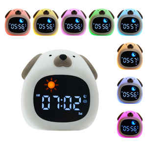 Lumières LED de chien mignon de chevet personnalisées Haut-parleurs pour enfants Wake up Sleep <span class=keywords><strong>Coach</strong></span> Smart Touch lumière naturelle lever du soleil réveil - Product Image 5