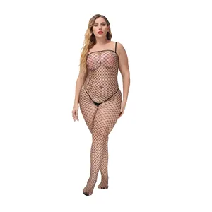 Bodystocking sexy en maille résille de grande taille avec sous-vêtements pour femmes de grande taille combinaisons de lingerie érotique