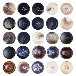 Round Resin 4-Hole Buttons For Clothing And Coats Polished Eco-Friendly Hand Sewn Patterned Wide Thin Edge - Product Image 1