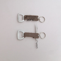3-in-1 gepersonaliseerde houten flesopener sleutelhanger, schilmesje en bier-/wijnflesopener sleutelhanger, blanco