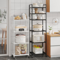 Chariot de rangement mobile en acier à 6 niveaux, robuste, pour micro-ondes, accessoires de cuisine modernes, vente en gros