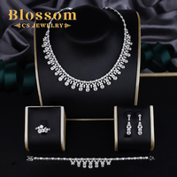 Blossom CS Jewelry Wholesale, ensemble de bijoux en argent sterling 925 avec zircone, géométrique, en forme de larme, dégradé, franges, pour femmes