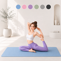 Esterilla de yoga TPE para ejercicio, de 15 mm, gruesa y reforzada, de color liso, resistente al agua