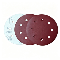 Disque de ponçage en oxyde d'aluminium rouge de 7 pouces (180 mm) à 8 trous, papier abrasif auto-agrippant de 10 mm et 14 mm pour le polissage des sols automobiles