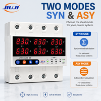 Protector de Sobretensión y Sobrecorriente JIUJI Trifásico para Montaje en Riel DIN 3P+N 4P Sincrónico/Asincrónico con Reinicio Automático SYN/ASY