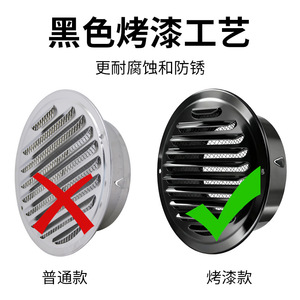Stainless Steel Round Vent Cap Black Painted Louvered Exhaust Cover Duct Fan Axial Fan Single Layer - Product Image 2