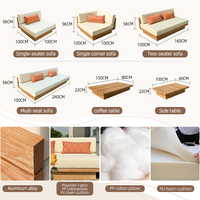 Juego de Muebles de Jardín Modulares en Forma de U, Diseño Clásico y Simple, Madera Sólida de Lujo, Sofá de Madera para Exteriores