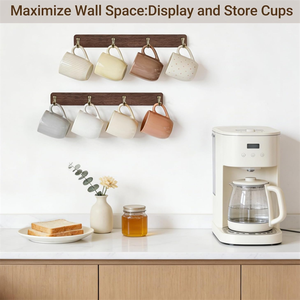Support mural en bois pour tasses à café, organisateur de tasses, pour cuisine et salle à manger - Product Image 3