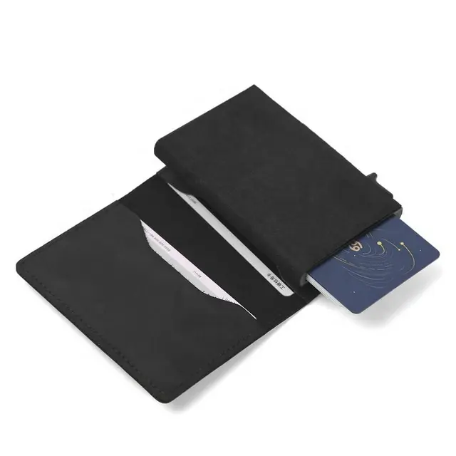 Custom business RFID metal pop up wallet slim Minimalist wallet set for men