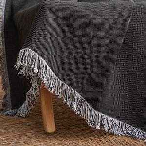 Stampa a sublimazione personalizzata 100 in cotone intrecciato retrò arazzo Jacquard Glow nel buio coperta vuota con frange - Product Image 4