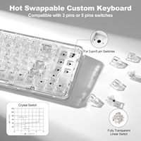 YUNZII X71 68% düzeni şeffaf mekanik klavye Hot-Swap RGB tri-mode oyun klavyesi ile temizle Keycaps