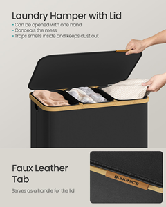 Wholesale Household <b>Foldable</b> Storage Fabric Hamper <b>Laundry</b> <b>Basket</b> Bamboo <b>Laundry</b> Hamper With Lid - Product Image 3