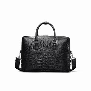 Bolso de Mano de Cuero de Cocodrilo Siamés para Hombre, Bolso de Negocios de Cuero Genuino, Maletín de Cuero Genuino de Gran Capacidad - Product Image 3