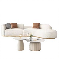 Canapé moderne en tissu bouclé courbé, blanc, sectionnel, pour salon, hôtel, villa