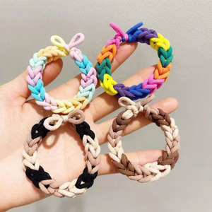 Coletero de pelo colorido tejido a mano, banda elástica gruesa para cola de caballo, tocado informal, mezcla aleatoria - Product Image 2